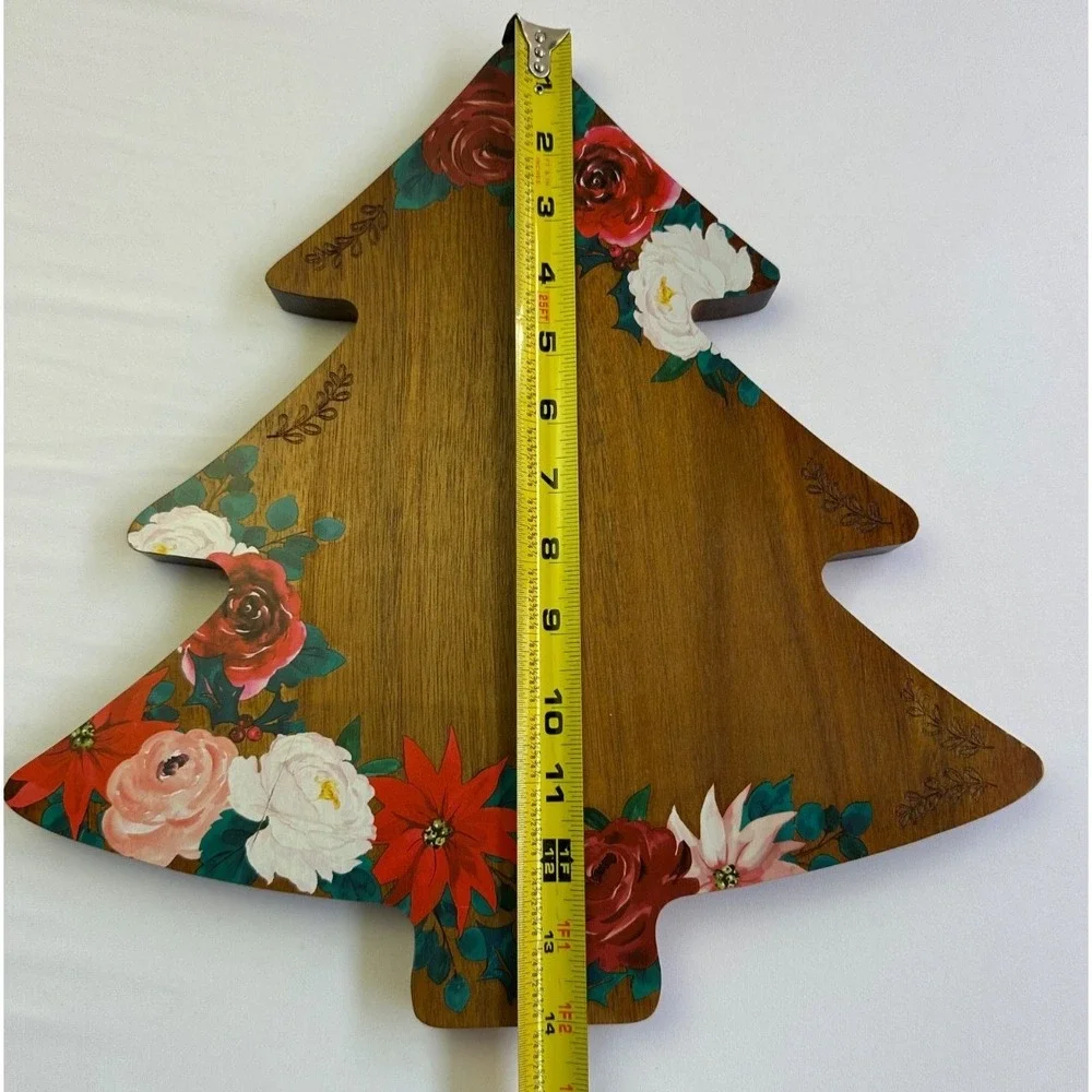 Pioneer Woman Wishful Winter Charcuterie Board Acacia Wood Floral Christmas Tree